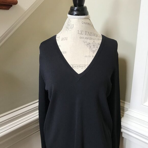 Theory Britona Lustrate Oversized Sweater Womens Medium Black V-Neck Long Sleeve - Picture 6 of 11